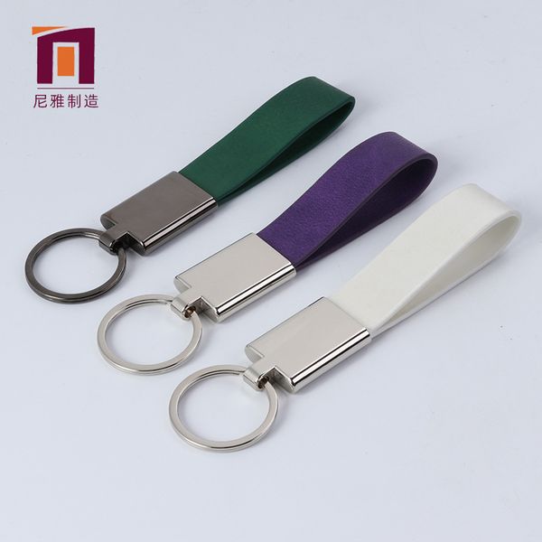 

factory high grade metal leather keychain creative gift