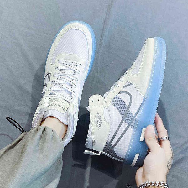 

dress shoes sports shoes autumn in jinjiang middle high bone ice blue board transparent sol sports student white trend, Black