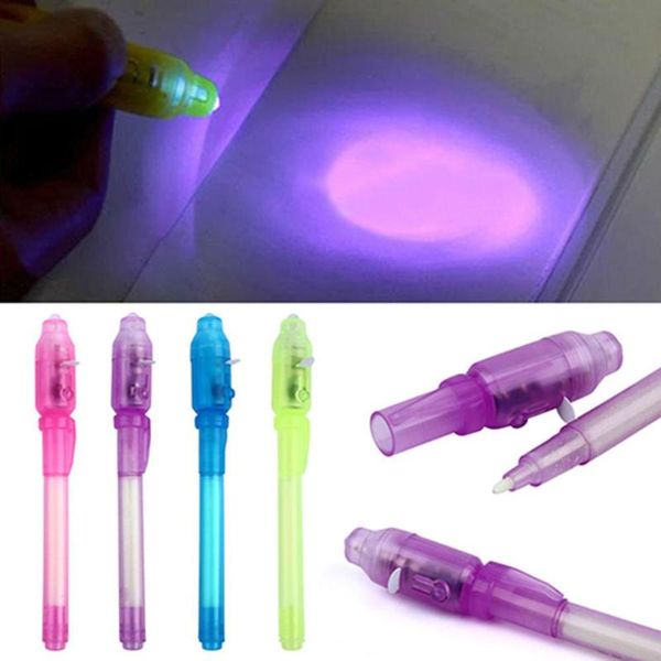 

highlighters children kids secret message invisible ink led detector lights pens ballpens, Black;red