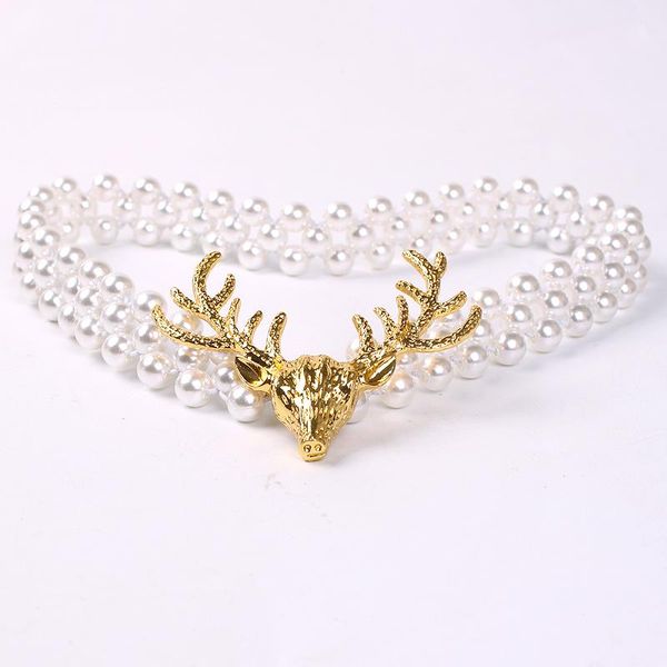 

nordic metal curtain strap elk head pearl rope elastic creative hook buckle is not a pair rod other home decor