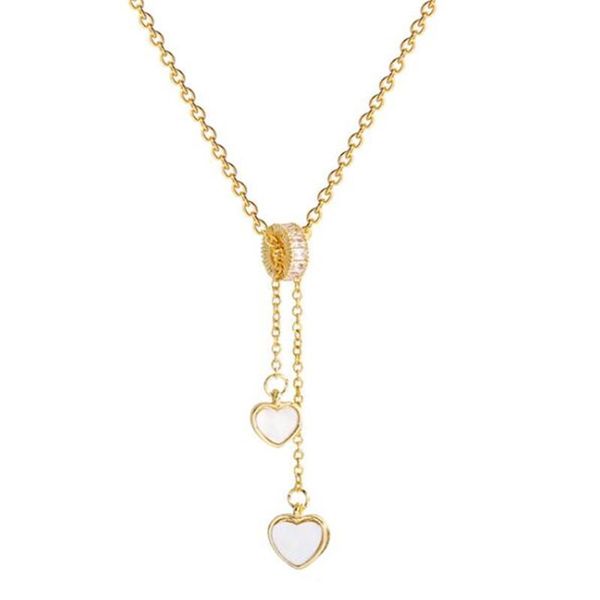

pendant necklaces korean style simple stainless steel heart-shaped necklace temperament women's crystal party jewelry, Silver