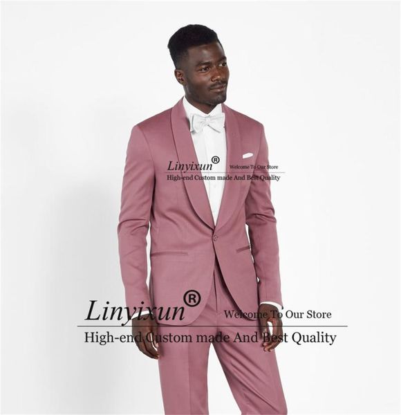 

men's suits & blazers fashion pink mens for wedding 2 pieces jacket pants set groom wear tuxedos prom party casual man blazer terno mas, White;black