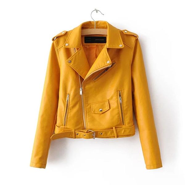 

women's leather & faux fashion women coats 2021 spring autumn long sleeve punk bikers moto black jacket casaco couro feminino