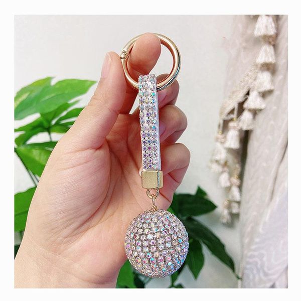 

2021 dhl shipping ins korea creative diamond diamond crystal ball car keychain high-end rhinestone lady bag pendant drill rope, Slivery;golden