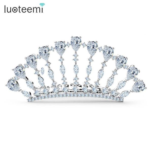 

hair clips & barrettes luoteemi teemi jewelry factory luxury white gold-color cubic zirconia beauty contes decoration princess crown tia, Golden;silver