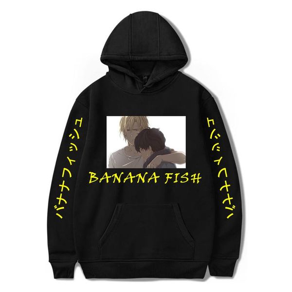 

men's hoodies & sweatshirts banana fish anime fashion ash lynx harajuku sweatshirt pullover streetwear cool hoodieclothes, Black