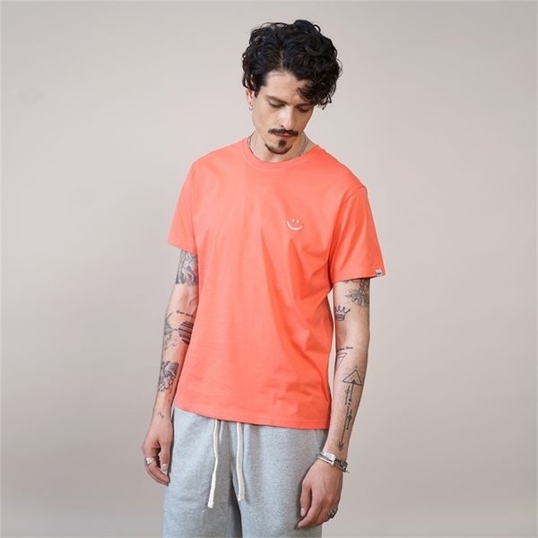 

summer smile embroidery men women t-shirts comfortable 100% cotton breathable couple matching 210716, White;black