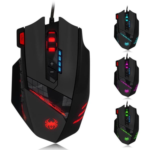 

wired mouse usb optical gaming 12 programmable buttons computer game mice 4 adjustable dpi 7 led lights