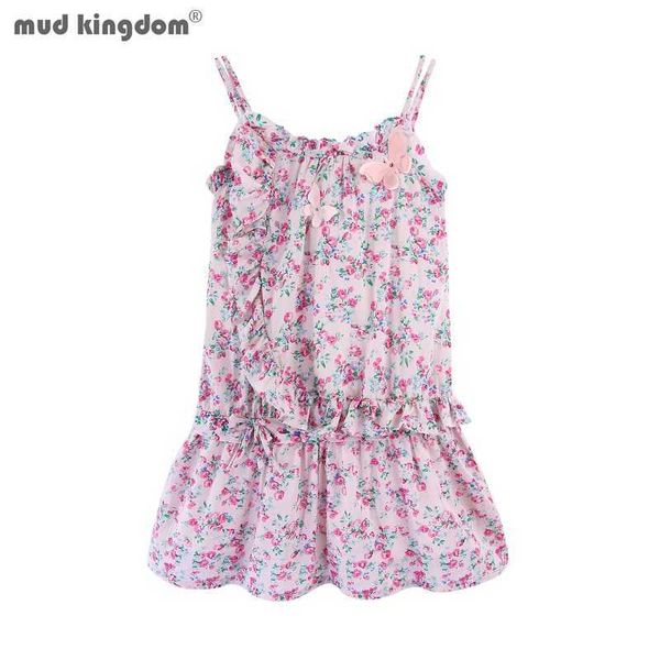 Mudkingdom Abito floreale con vita stretta per ragazze Cinghia per spaghetti Fata Vestiti per bambina Farfalla Abiti da festa per bambini 210615