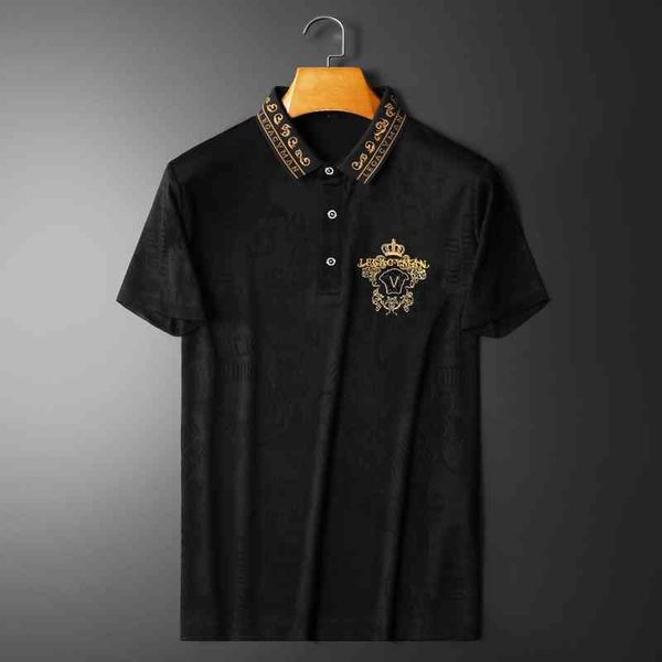 

men's t-shirts summer men's lapel jacquard dark flower embroidered polo shirt half sleeve short 1u2j, White;black