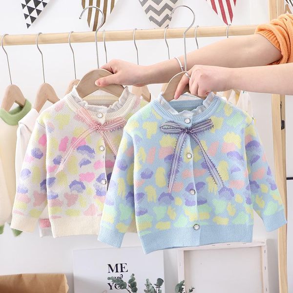 

baby girls cardigan 1-6 years old spring fall children's sweater camouflage kids sweaters ruffles ye03242 pullover, Blue