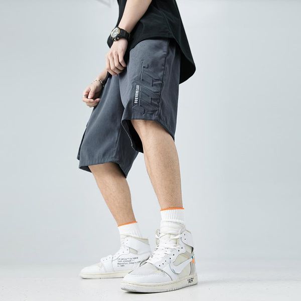 

men's shorts 2021 summer style same color embossed design tooling pocket five-point pants, White;black
