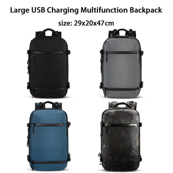 Sacos ao ar livre 17in multifuncional mochila impermeável oxford material de pano grande capacidade USB carregando o saco de esportes de viagem com capa de chuva