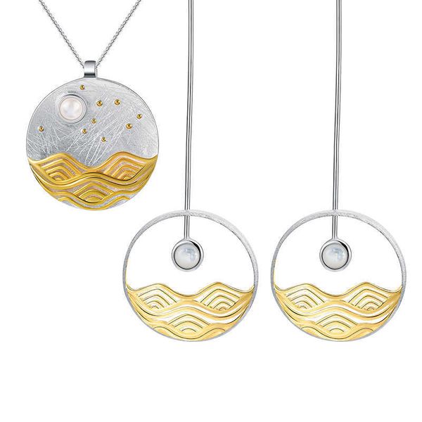 

lotus fun natural shell the moonlight design jewelry set real 925 sterling silver creative handmade fine for women gift 210628