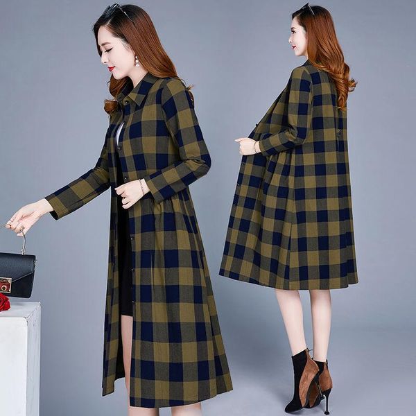 

women's wool & blends plaid windbreaker 2021 spring and autumn korean version of pure color loose casual all-match slim coat, Black
