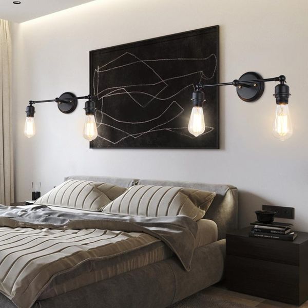 

wall lamp ascelina retro 2 heads vintage black lights led e27 lighting for bedroom bedside living room decor