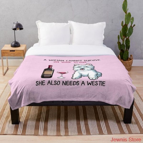 

blankets westie and wine funny dog blanket warm cozy letter throw print on demand sherpa for sofa thin quilt