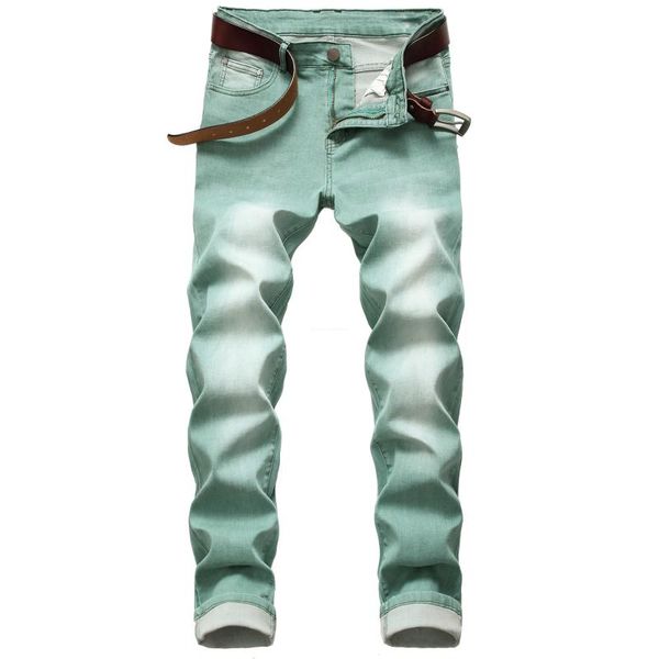 

men's jeans 2021 autumn spring ripped green street hip hop punk stretch bike trendy holes straight denim trouers, Blue