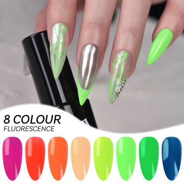 

nail gel 9.5ml polish bright color fluorescent semi permanent led art soak off varnish lacqure manicure, Red;pink