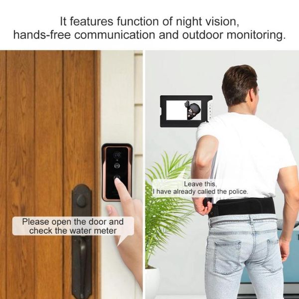 

other door hardware video doorbell 7inch wired intercom apartment doorphone system smart access camera 100-240v