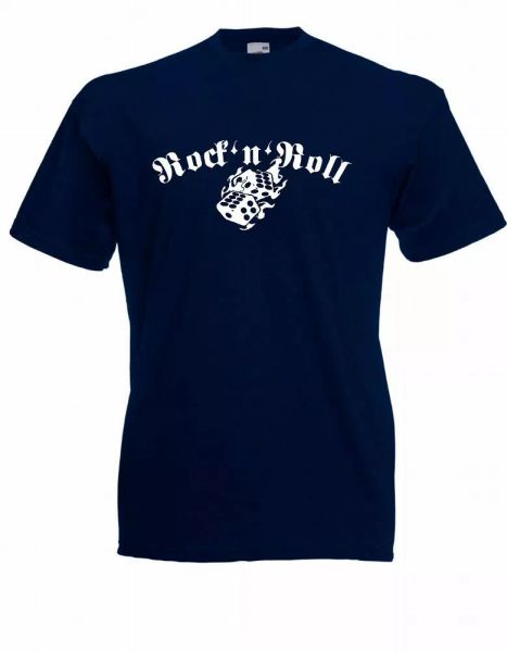 

mens t-shirt rock and roll dice to 5xl, White;black