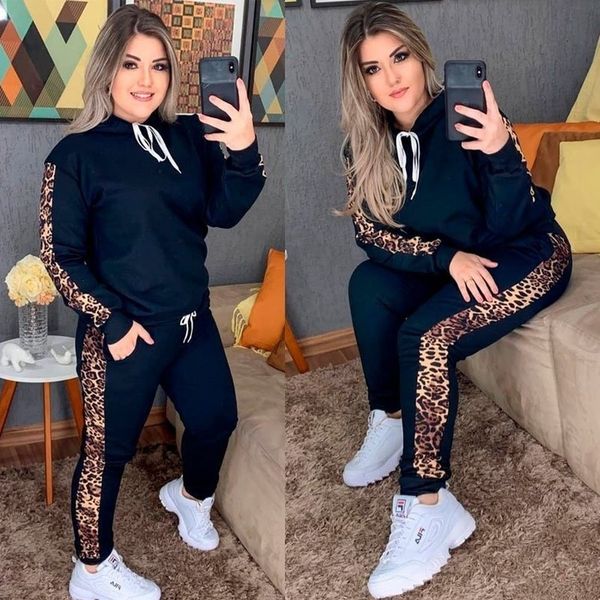 

women's tracksuits european and american autumn winter clothing stitching sports suit casual loose two-piece n2010 9lcc, Gray