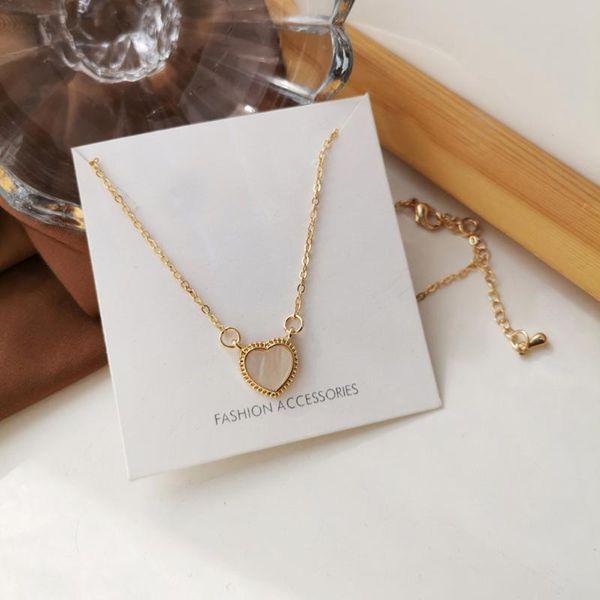 

chains french style character creative design heart shape pendant necklace women fine jewelry, Silver