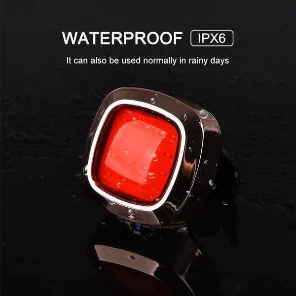 

rechargeable bike rear light smart brake induction lamp safety night warning lights