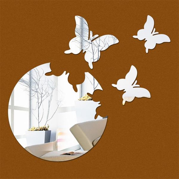 

set diy three-dimensional 3d butterfly home decoration mirror paste background wall sticker decal art removable stickers