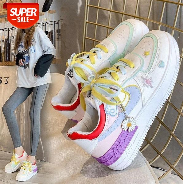 

student single shoes female board color matching low-round toe casual sports #q41i