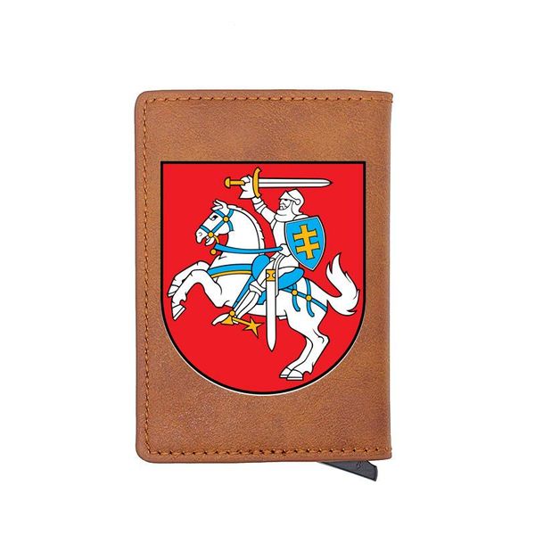 

card holders classic brown crusader knights templar digital printing holder wallet men women leather aluminium short purse, Brown;gray