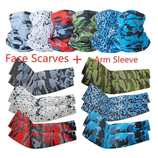 

cycling caps & masks 2pcs/set men women head face neck sunshade collar gaiter tube bandana scarf sports headwear dustproof outdoor fishing, Black
