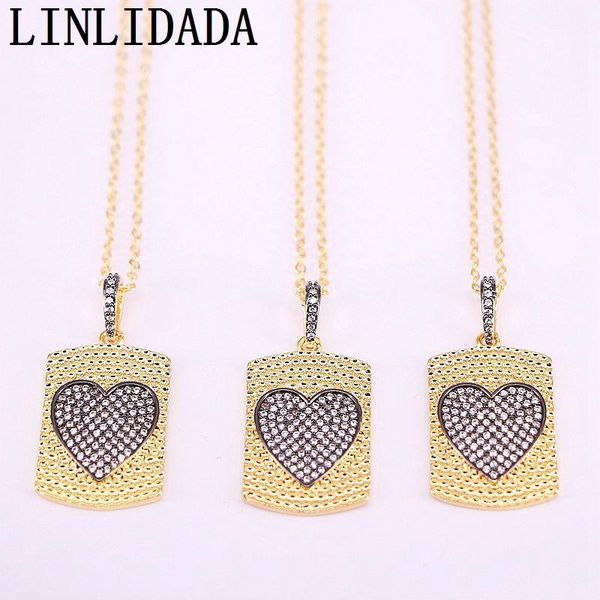 

trendy 5pcs, cz micro pave necklace cubic zirconia heart pendant gold color statement charm chains, Silver