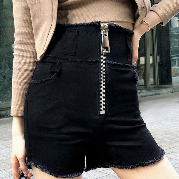 

women's shorts high waist denim women cotton push up skinny zipper black streetwear jeans short femininoa 2021 summer, White;black