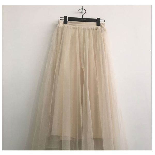 

skirts fdfklak spring autumn mesh skirt women temperament long skirt women's high waist winter pleated fairy skirts ropa mujer 2020 8h7, Black