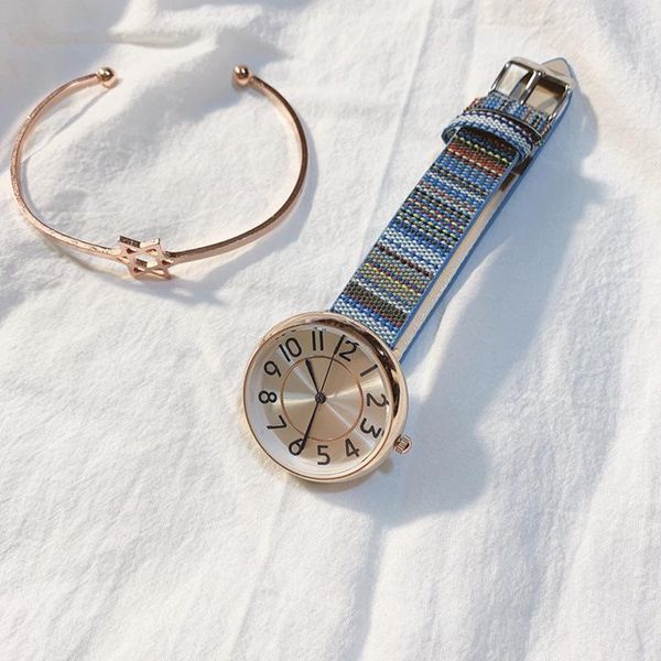

wristwatches women watches fashion bohemian leather strap lady wristwatch vintage simple arabic numeral gift clock, Slivery;brown