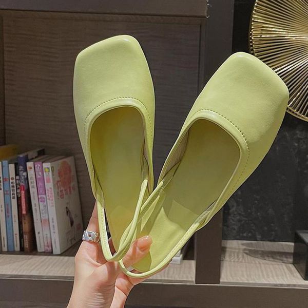 

sandals flat sandal summer 2021 women's square toe fashion retro, Black