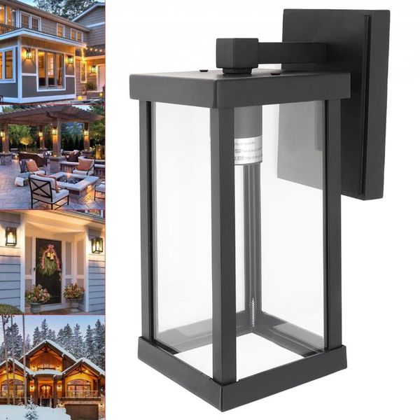 

lawn lamps e26 / e27 outdoor porch wall lantern exterior mount lights fixture with clear glass for garage front house
