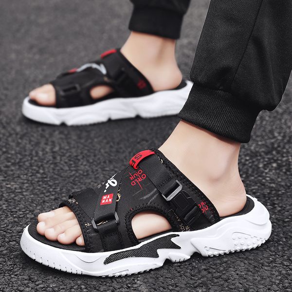 

casual summer shoes 2021 new beach slippers wear sandals men's fashion, Black