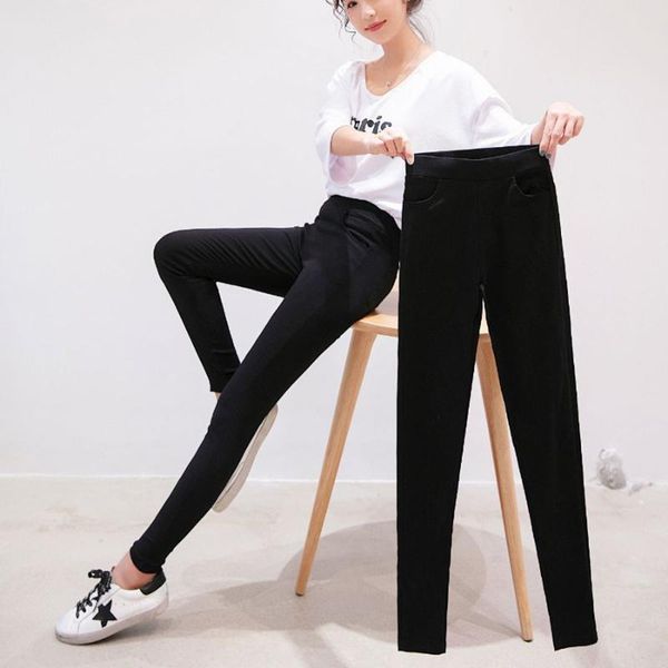 

women's leggings female spring and autumn carry buttock cultivate one's morality show thin pencil pants pocket style little feet, Black
