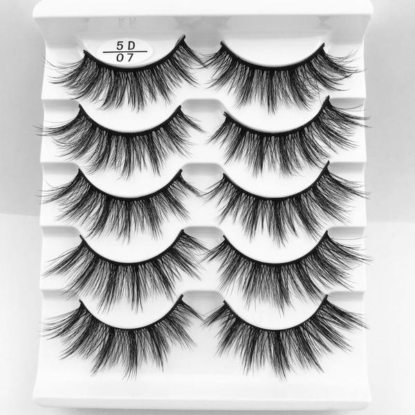 

pairs 5d 22mm faux mink lashes natural soft 100% handmade cross lightweight fluffy wholesale makeup set beauty tools cilios false eyelashes