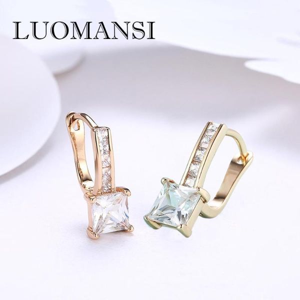 

dangle & chandelier luomansi fashion square zircon earrings rose gold romantic earring jewelry accessories, Silver