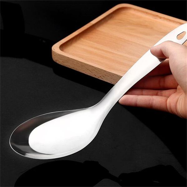 

spoons durable stainless steel large rice soup serving spoon non-stick pan kitchen tool tableware