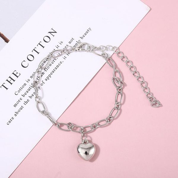 

charm bracelets simple love heart bracelet dainty wrist chain with pendant punk alloy jewelry gift for women girls ladies ea, Golden;silver