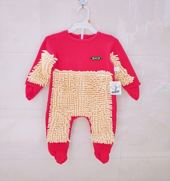 

footies baby mop footsies clothes lala jersey long sleeve crawling jumpsuit one-piece suit cotton infant cleaning, Blue