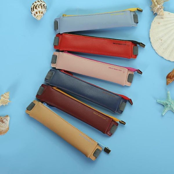 

pencil bags portable fashion pu leather elastic buckle case pen bag for book notebook office school supplies stationery accessories