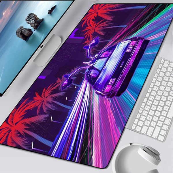 

mouse pads & wrist rests large gaming pad computer mousepad pc gamer mat lapmausepad neon retrowave synthwave car keyboard desk