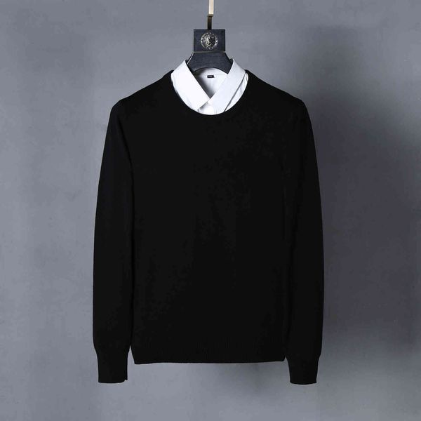 

men's sweaters high-quality small horse autumn and winter long-sleeved round neck solid color slim-fit pullover v1on, White;black