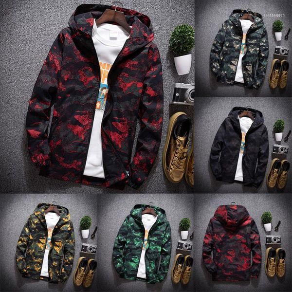 

men's jackets mens hoodie jacket coat autumn casual fashion camouflage printing plus size zipper thin mmw1, Black;brown