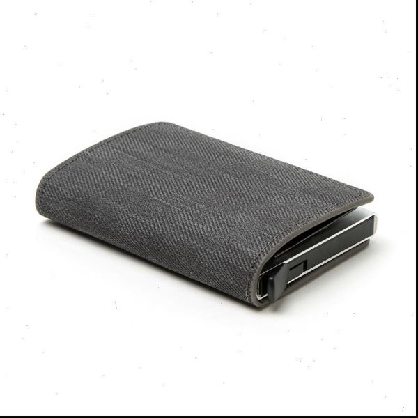 

business credit card holder wallets men and women metal rfid vintage aluminium box pu leather note carbon wallet, Red;black